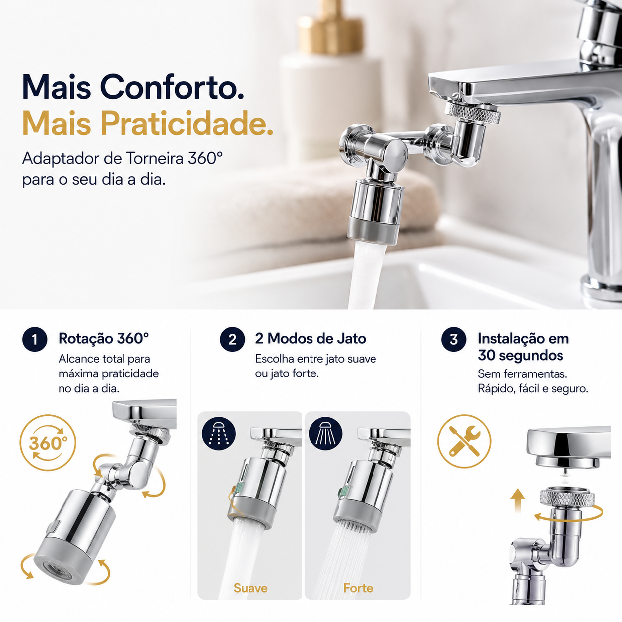 Adaptador de Torneira 360° — Para Toda a Família